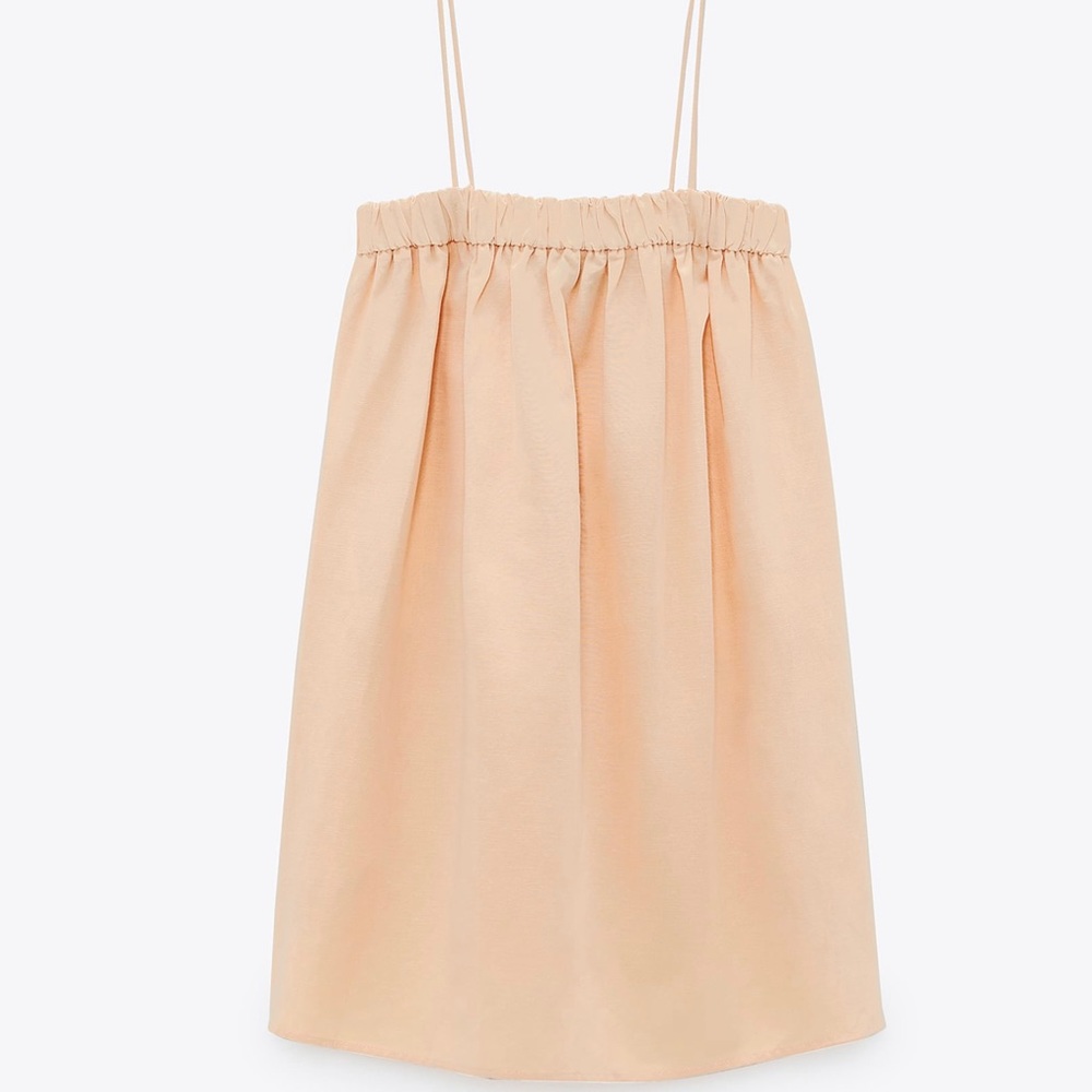 Peach Zara linen blend mini dress